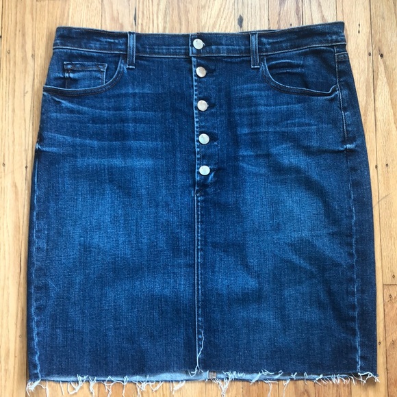J. BRAND Button Fly Raw Hem Denim Pencil Skirt - Picture 3 of 8